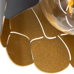 Lindby seinävalaisin Aralena, musta/kulta, 1-valo, Ø 12cm