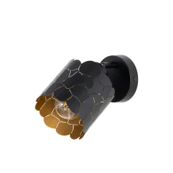 Lindby seinävalaisin Aralena, musta/kulta, 1-valo, Ø 12cm