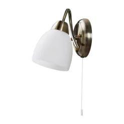 Lindby seinävalaisin Mael, korkeus 20 cm, antiikkimessinki, vetokytkin