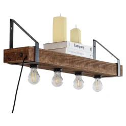 Lindby seinävalaisin Vatana, puu, pistoke, USB-portti, 80 cm