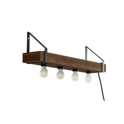 Lindby seinävalaisin Vatana, puu, pistoke, USB-portti, 80 cm
