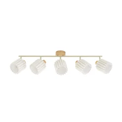 Lindby Shiloh -kattokohdevalo, 5-lamppuinen, luonnonvärinen/beige, puu
