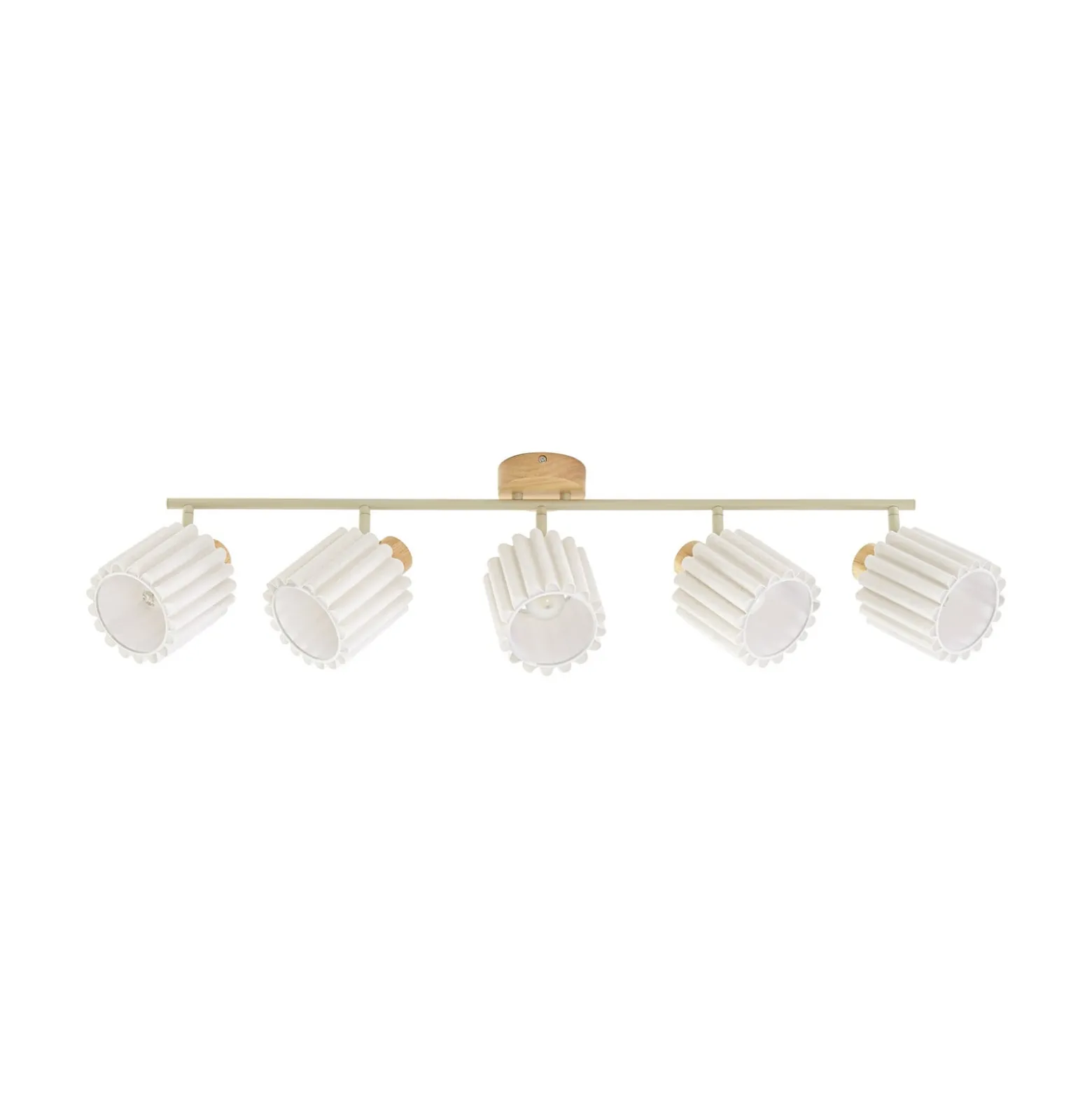 Lindby Shiloh -kattokohdevalo, 5-lamppuinen, luonnonvärinen/beige, puu