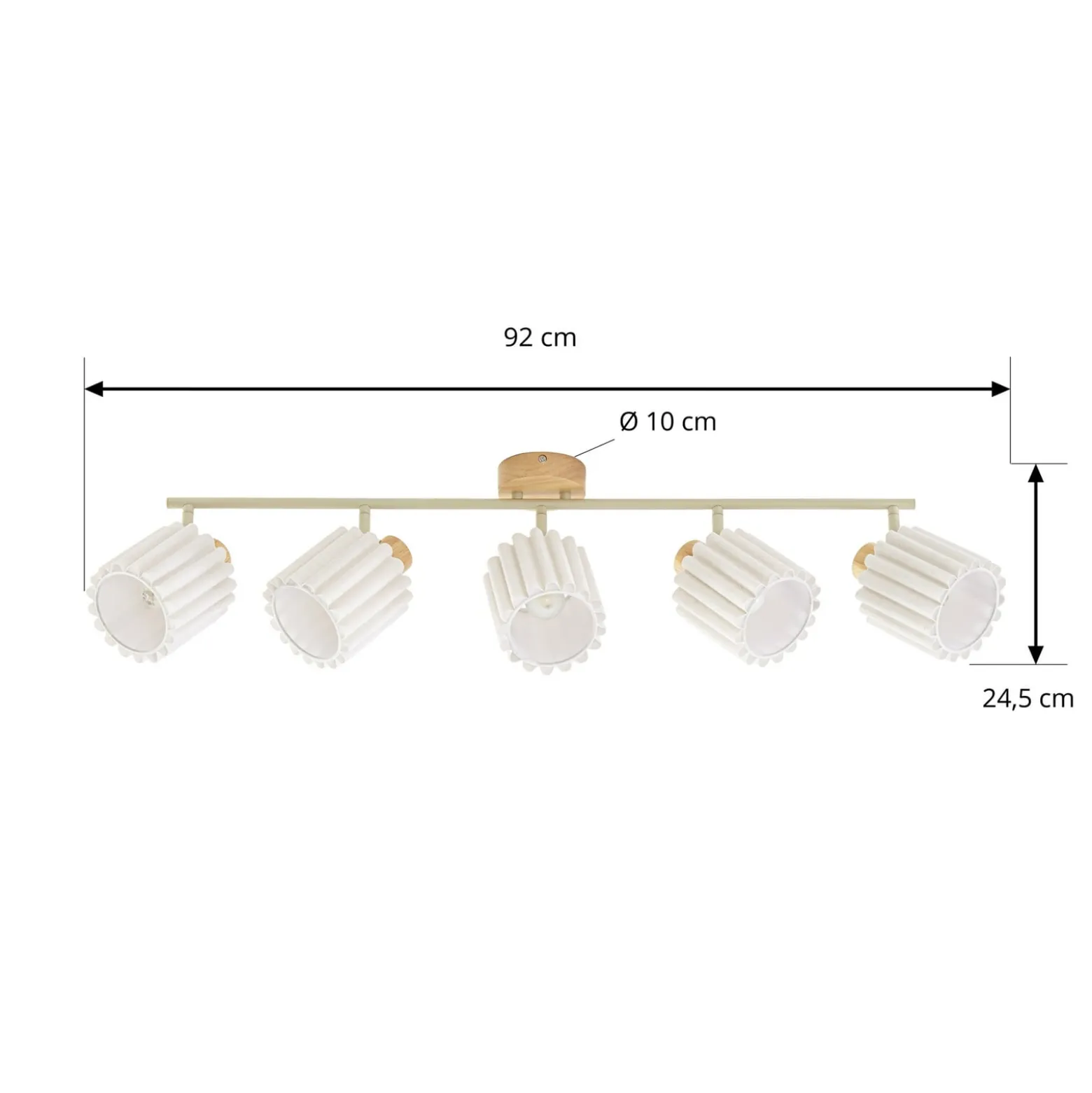 Lindby Shiloh -kattokohdevalo, 5-lamppuinen, luonnonvärinen/beige, puu
