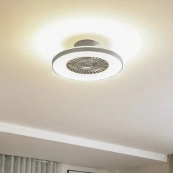 Lindby Smart LED-kattotuuletin Paavo, hopea, hiljainen, Tuya