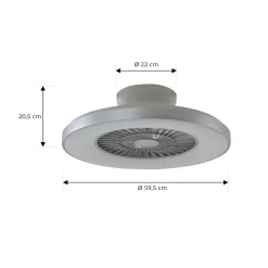 Lindby Smart LED-kattotuuletin Paavo, hopea, hiljainen, Tuya
