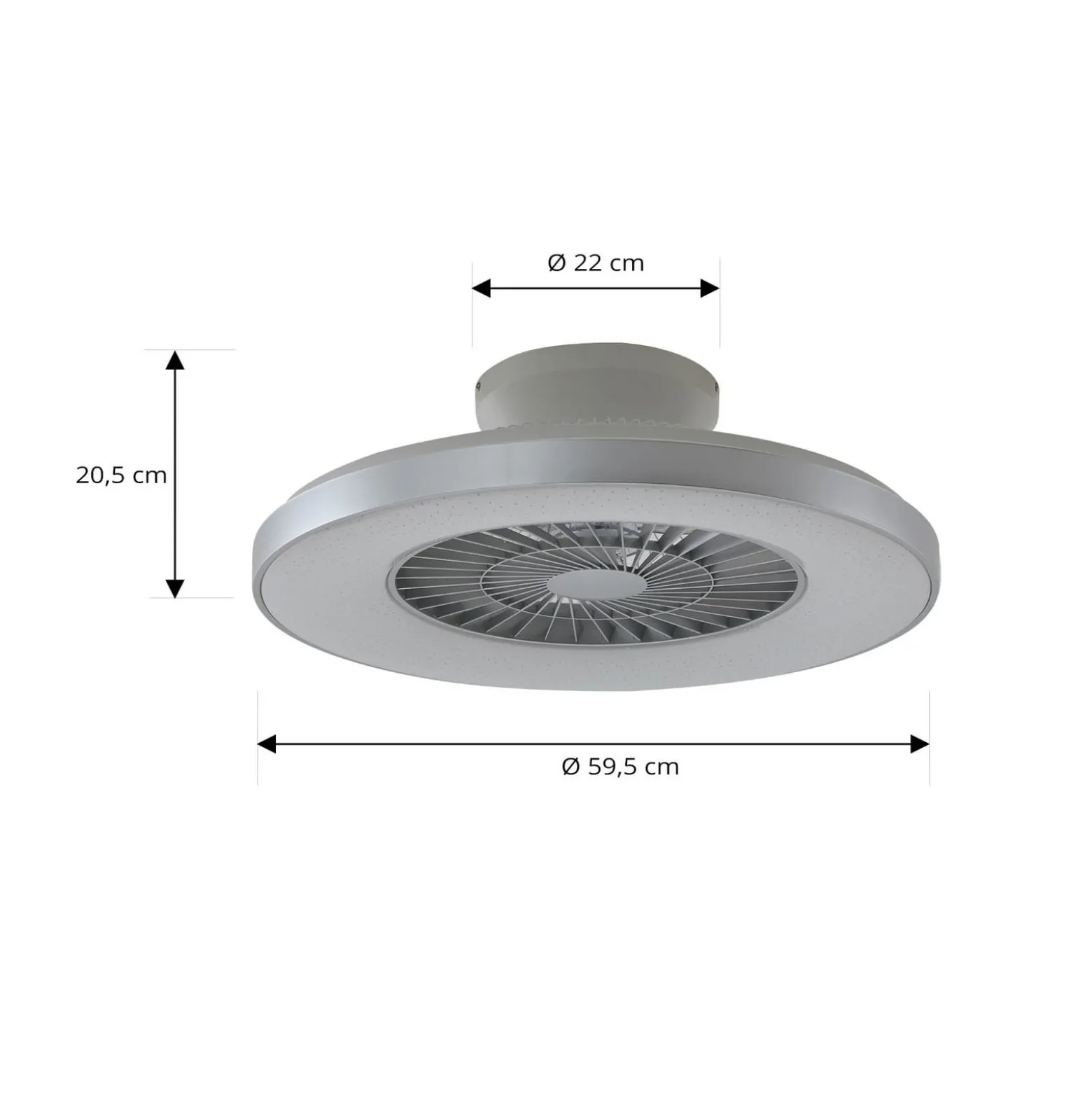 Lindby Smart LED-kattotuuletin Paavo, hopea, hiljainen, Tuya