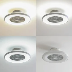 Lindby Smart LED-kattotuuletin Paavo, hopea, hiljainen, Tuya
