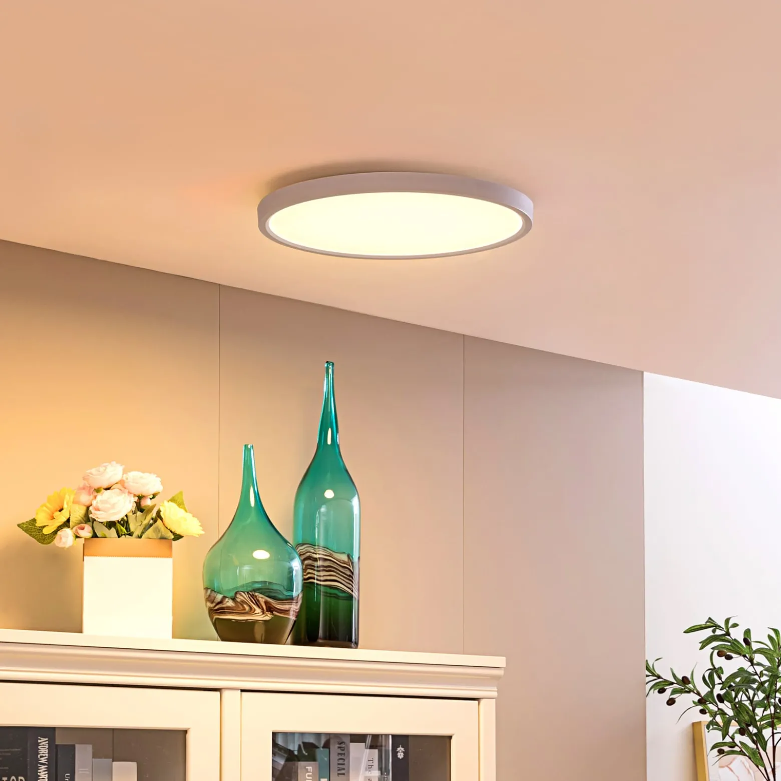 Lindby Smart LED kattovalaisin Denora, valkoinen, RGB, CCT, Tuya