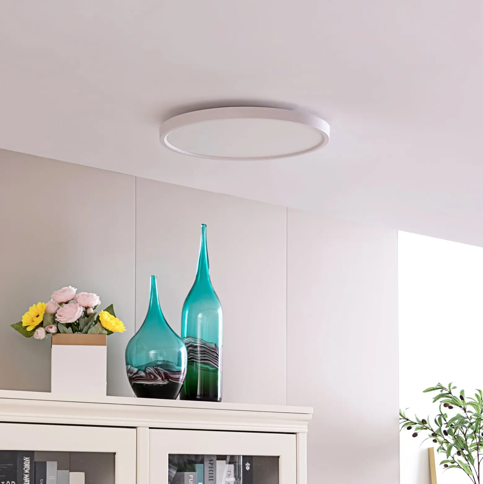 Lindby Smart LED kattovalaisin Denora, valkoinen, RGB, CCT, Tuya
