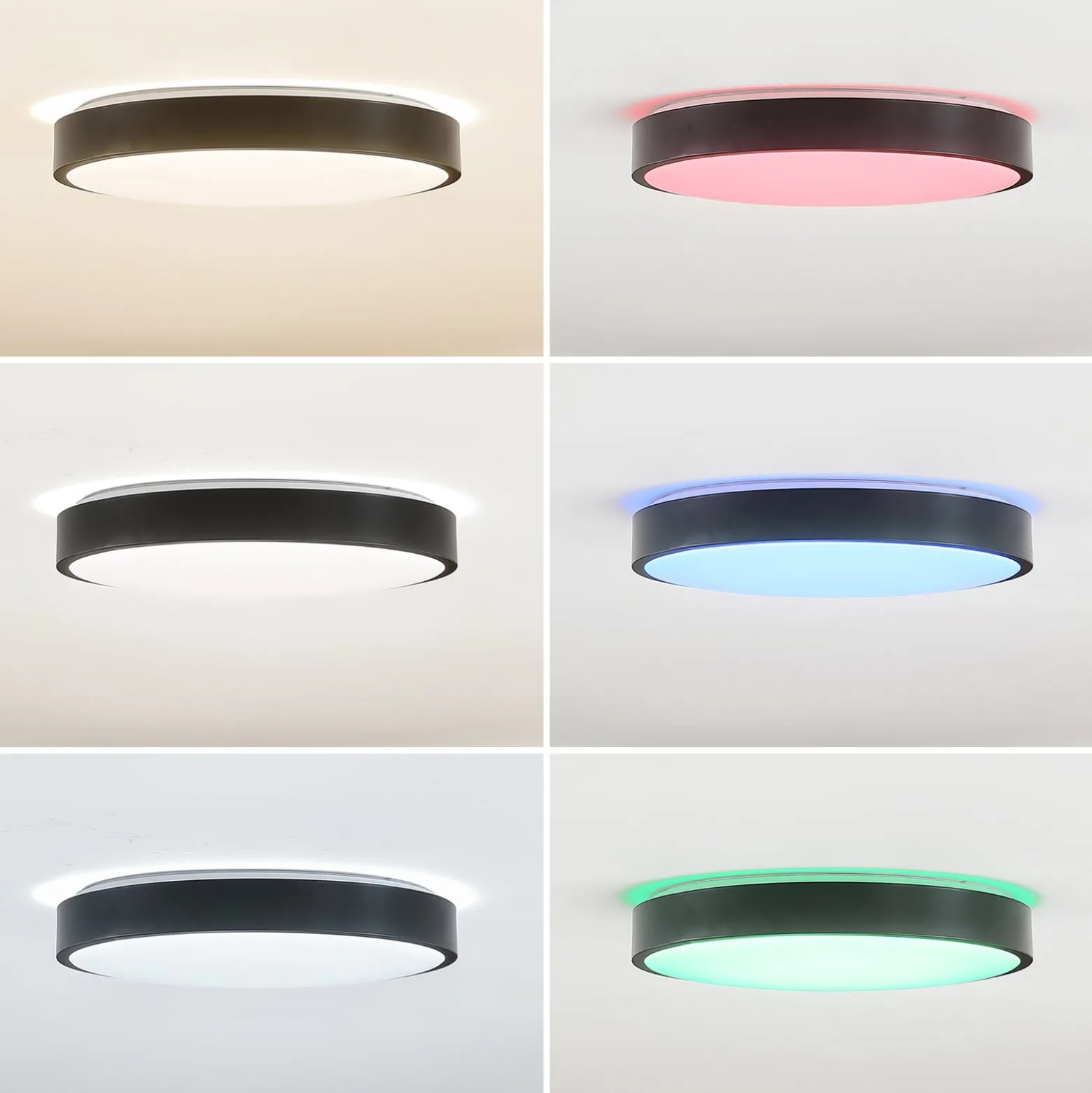 Lindby Smart LED kattovalaisin Innes musta 38cm RGB CCT Tuya Tuya
