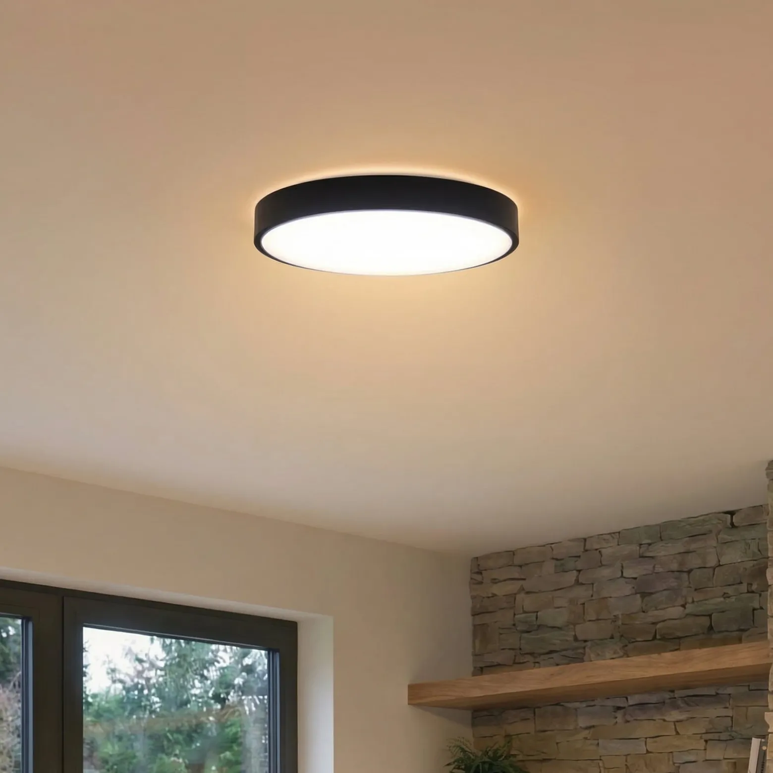 Lindby Smart LED kattovalaisin Innes musta 38cm RGB CCT Tuya Tuya