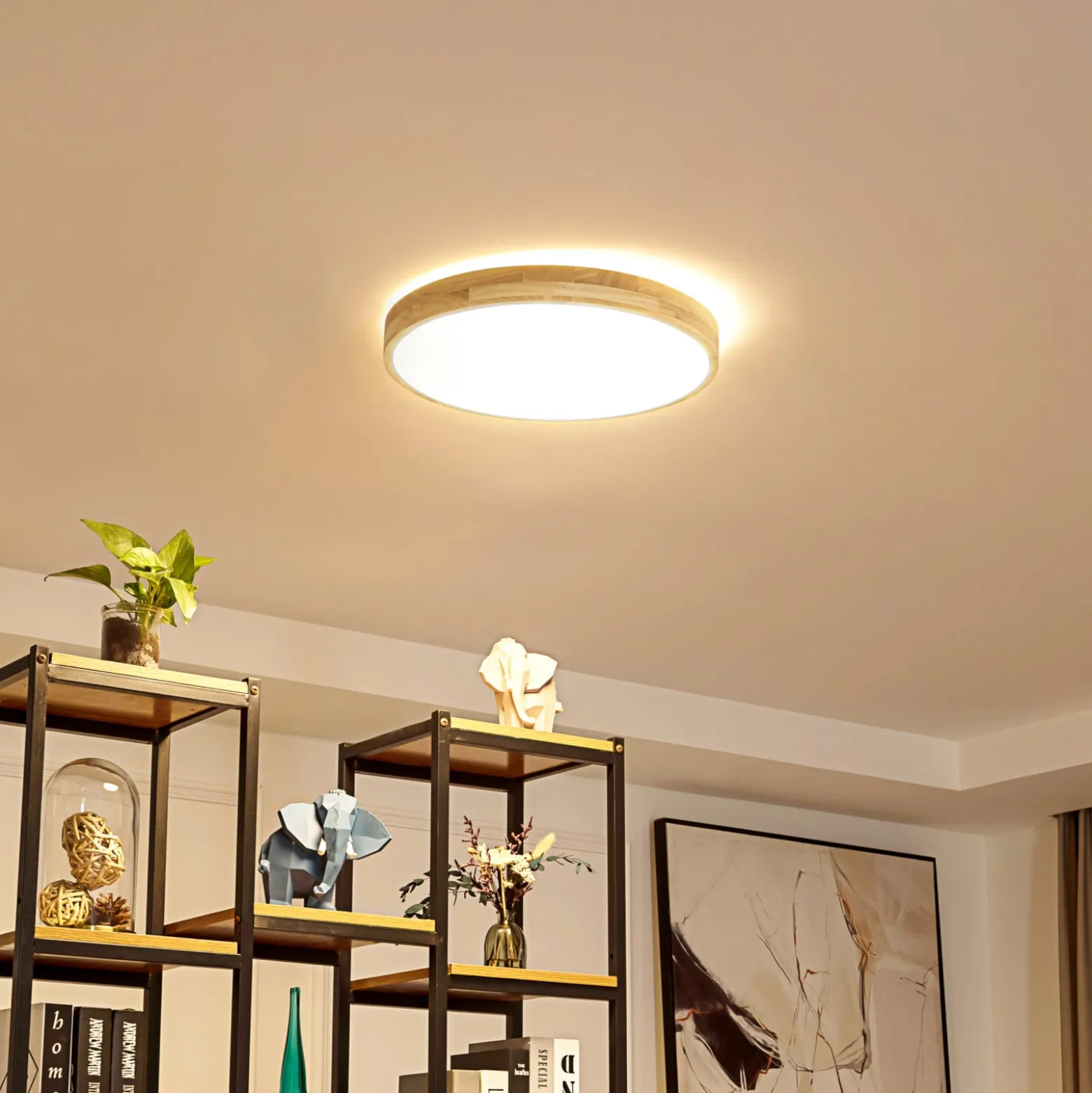 Lindby Smart LED kattovalaisin Innes puu Ø39cm RGB CCT Tuya RGB CCT Tuya