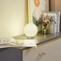 Lindby Smart LED-pöytävalaisin Cosmia, valkoinen, lasi, Tuya