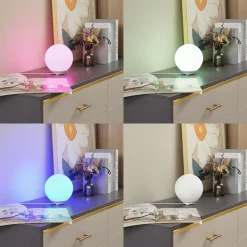 Lindby Smart LED-pöytävalaisin Cosmia, valkoinen, lasi, Tuya