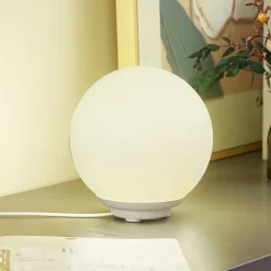 Lindby Smart LED-pöytävalaisin Cosmia, valkoinen, lasi, Tuya