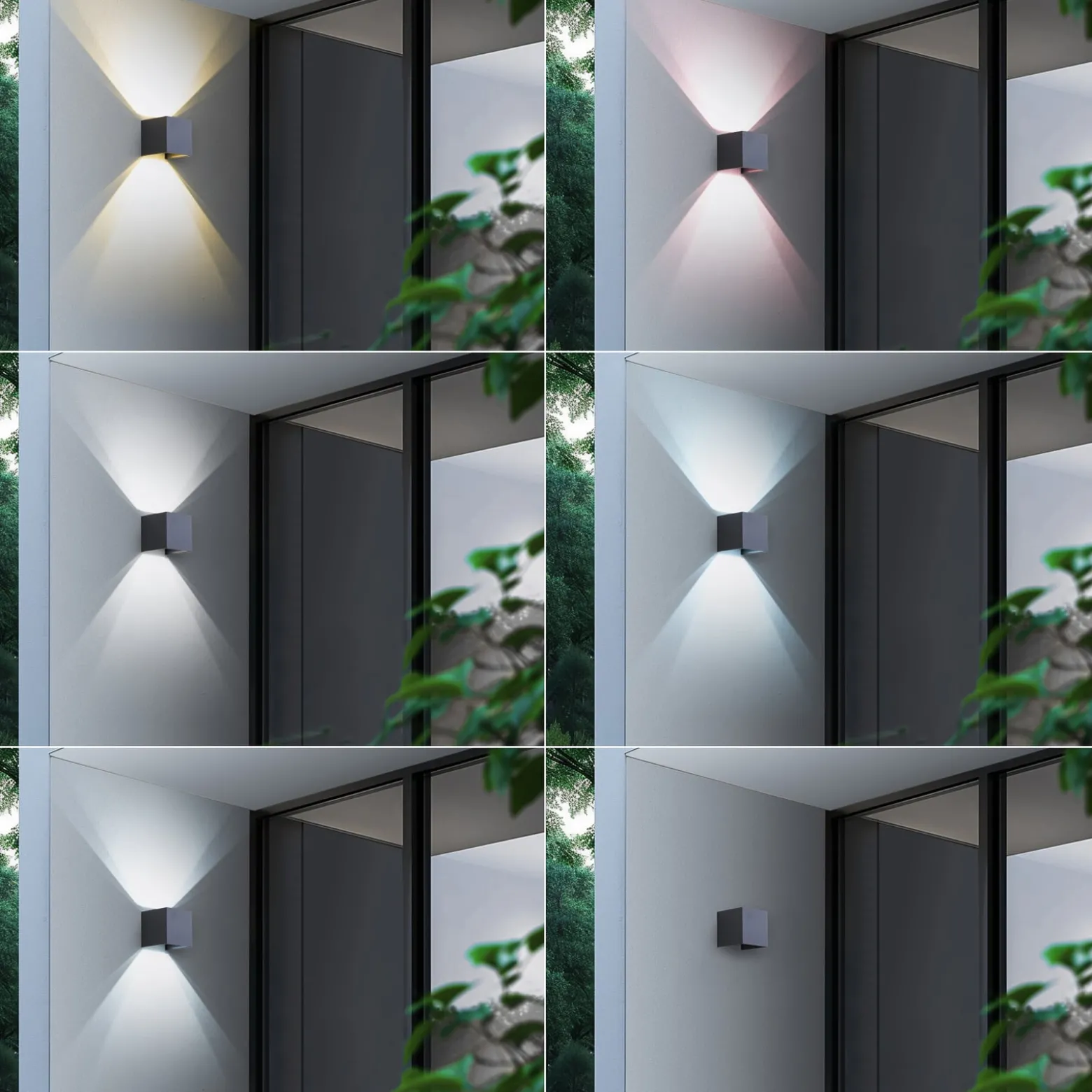 Lindby Smart LED-ulkoseinälamppu Dara, harmaa, kulmikas, CCT RGB, Tuya