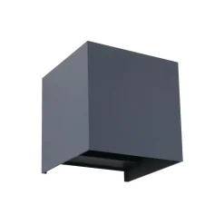 Lindby Smart LED-ulkoseinälamppu Dara, harmaa, kulmikas, CCT RGB, Tuya