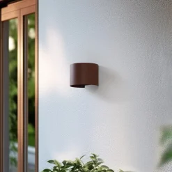 Lindby Smart LED-ulkoseinälamppu Dara, ruostumaton teräs, pyöreä, CCT RGB, Tuya