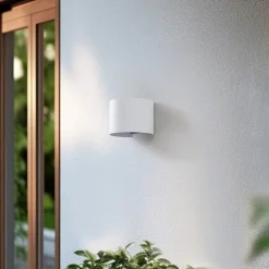 Lindby Smart LED-ulkoseinälamppu Dara, valkoinen, pyöreä, CCT RGB, Tuya