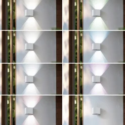 Lindby Smart LED-ulkoseinälamppu Dara, valkoinen, pyöreä, CCT RGB, Tuya