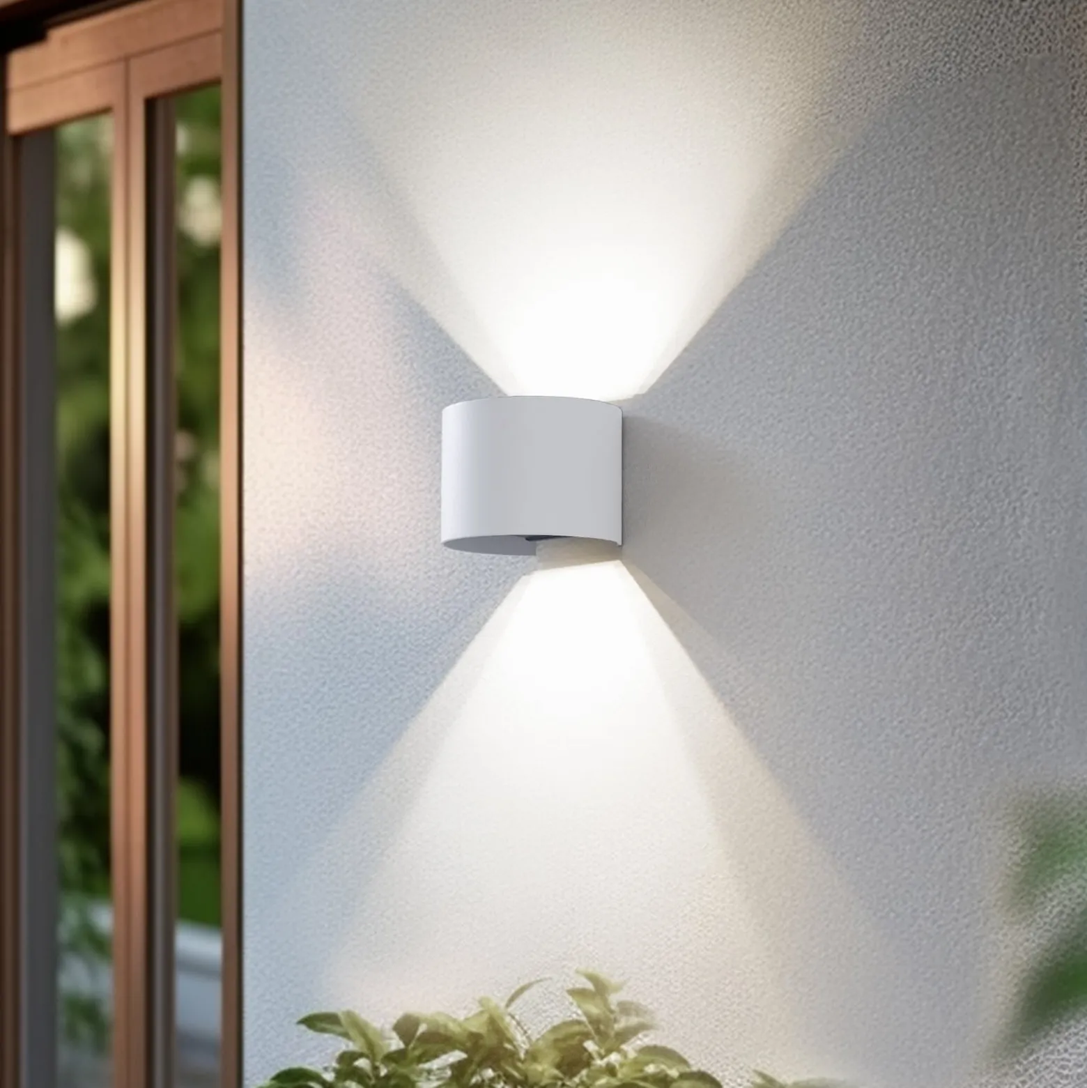 Lindby Smart LED-ulkoseinälamppu Dara, valkoinen, pyöreä, CCT RGB, Tuya