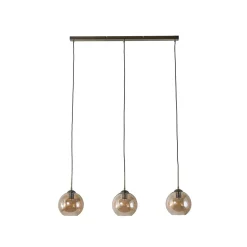 Lindby Sofian-riippuvalaisin, meripihka, lasi, 100 cm, 3-valo.