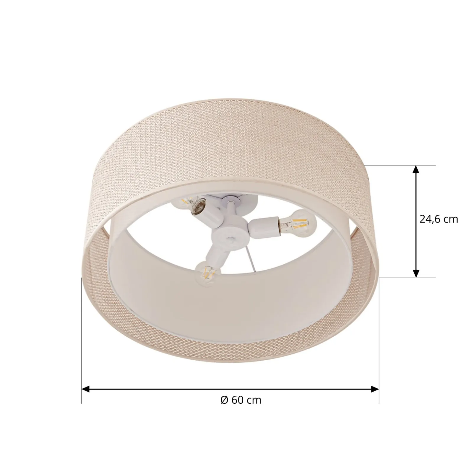 Lindby Soula kattovalaisin, Ø 60 cm, beige, muovi, E27