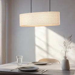 Lindby Soula-riippuvalaisin, 78 cm, beige, muovi, E27