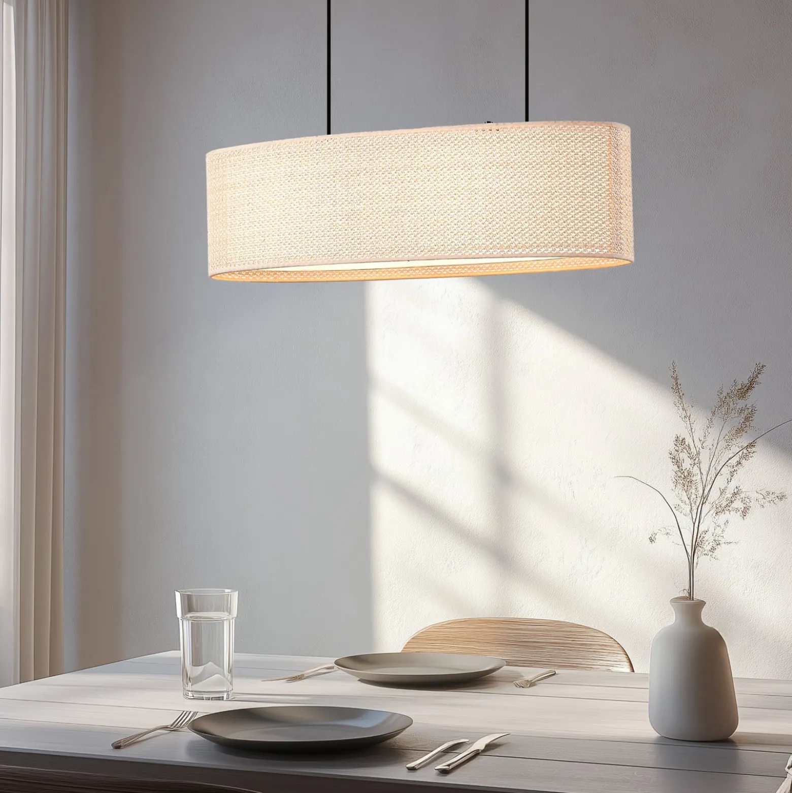 Lindby Soula-riippuvalaisin, 78 cm, beige, muovi, E27