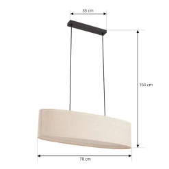 Lindby Soula-riippuvalaisin, 78 cm, beige, muovi, E27