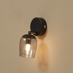 Lindby Spot Katjana, 1-valaisin, 16,9 cm korkea, savulasi, savustettu lasi