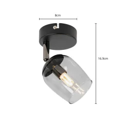 Lindby Spot Katjana, 1-valaisin, 16,9 cm korkea, savulasi, savustettu lasi