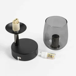 Lindby Spot Katjana, 1-valaisin, 16,9 cm korkea, savulasi, savustettu lasi