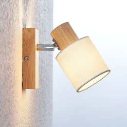 Lindby Spot Wanessa, puu, valkoinen, E14, 14 cm, säädettävä