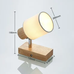 Lindby Spot Wanessa, puu, valkoinen, E14, 14 cm, säädettävä