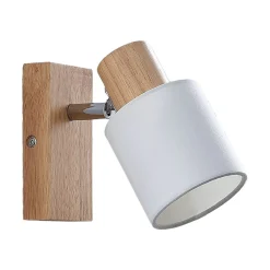 Lindby Spot Wanessa, puu, valkoinen, E14, 14 cm, säädettävä