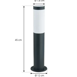 Lindby Statius -pollarilamppu, 45 cm, antrasiitti/opaalinen, ruostumaton teräs