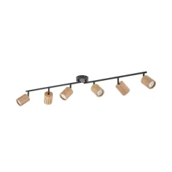 Lindby Stralino -kattokohdevalo, 6-lamppuinen, pituus 102 cm, puu