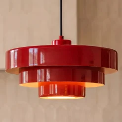 Lindby Tivra -riippuvalaisin, kiiltävä punainen, Ø 35 cm, metalli