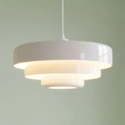 Lindby Tivra -riippuvalaisin, kiiltävä valkoinen, Ø 35 cm, metalli