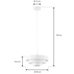 Lindby Tivra -riippuvalaisin, kiiltävä valkoinen, Ø 35 cm, metalli