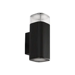 Lindby ulkoseinälamppu Halvar, musta, 20 cm, 2 x GU10, IP65
