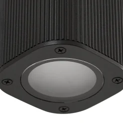 Lindby ulkoseinälamppu Halvar, musta, 20 cm, 2 x GU10, IP65