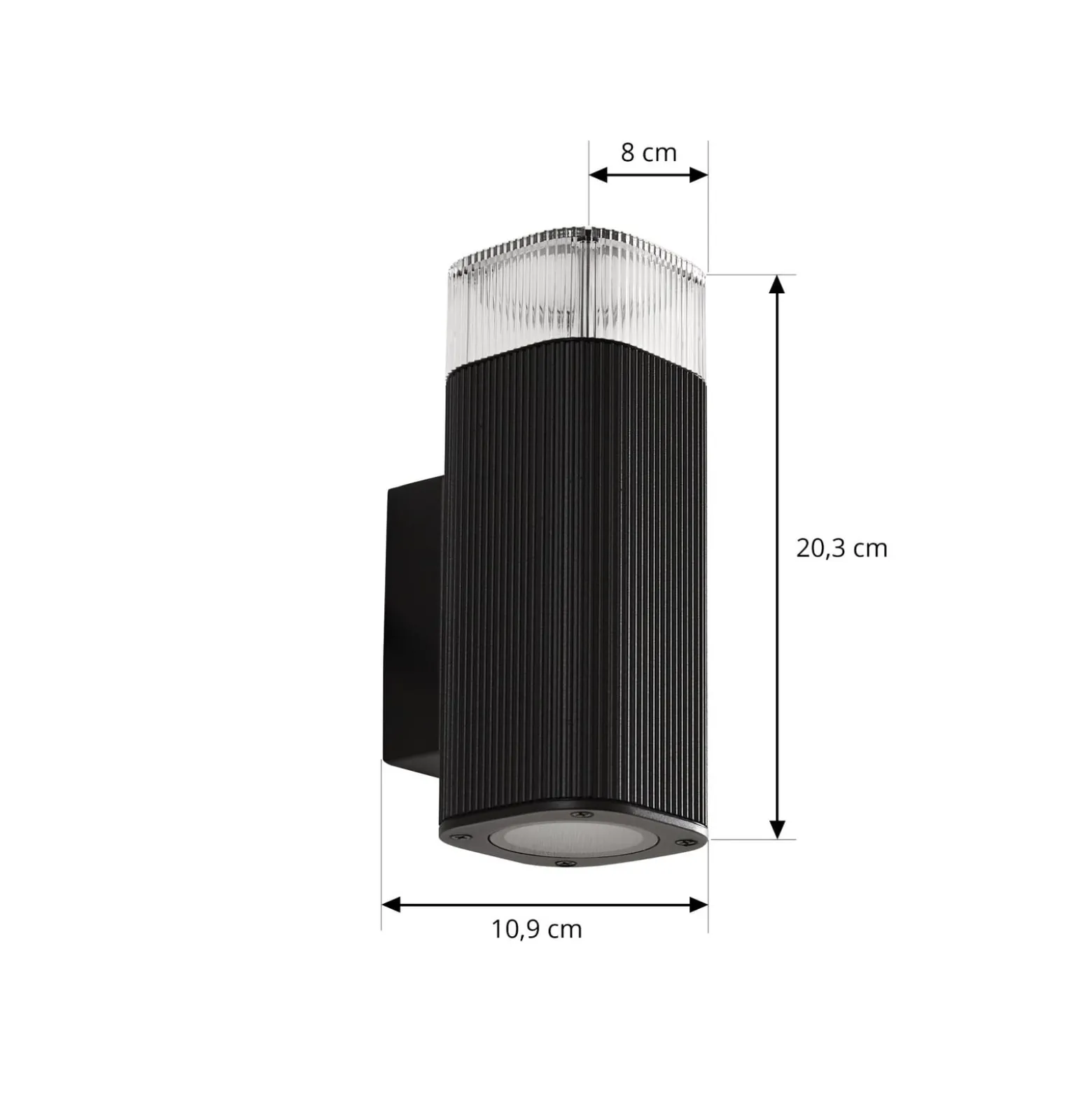 Lindby ulkoseinälamppu Halvar, musta, 20 cm, 2 x GU10, IP65