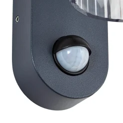 Lindby ulkoseinälamppu Kaliro, antrasiitti, 24 cm, IP54, anturi