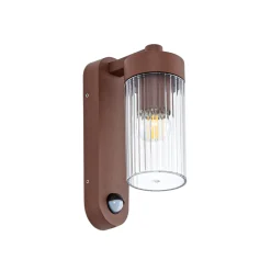 Lindby ulkoseinälamppu Kaliro, ruoste, 24 cm, IP54, anturi