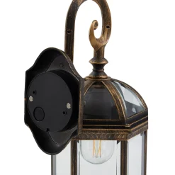 Lindby ulkoseinävalaisin Adelisa, kultainen antiikki, alumiini, korkeus 39 cm