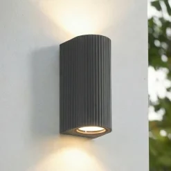 Lindby ulkoseinävalaisin Aluvo, antrasiitti, 16 cm, IP65 Riffel