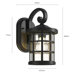 Lindby ulkoseinävalaisin Ankea, musta, korkeus 28 cm, IP23, E27